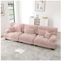 ANYSUN Sofa Modulares 3-Sitzer Ecksofa aus Chenille mit Komfortpolsterung, Modulares Ecksofa mit Tiefensitz, Chenille Schlafsofa, Komfortabel Gepolstert für Wohnzimmer, Apartment, Studio, Büro rosa