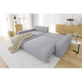 s-style möbel Ecksofa mit Schlaffunktion und Bettkasten in Cord-Stoff schöner Sitzkomfort, Ottomane links oder rechts bestellbar, mit Wellenfederung - Couches, Wohnlandschaften, Ecksofas