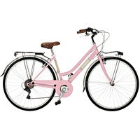 Airbici 603AC Damenfahrrad Citybike 28 Zoll | Fahrrad Damen Retro Cityräder City Bike 6-Gang, Stahlrahmen, Schutzbleche, LED-Licht und Gepäckträger | Fahrrad für Mädchen und Damen (Rosa)