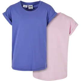 URBAN CLASSICS Mädchen, T-Shirt Girls Organic Extended Shoulder Tee 2-Pack purpleday/girlypink 110/116 - 110-116