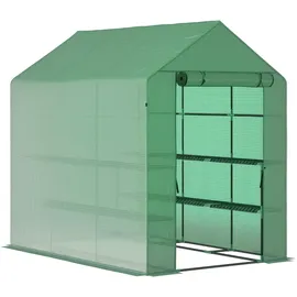 Outsunny Foliengewächshaus Stahl Grün PE 0 mm 3,06 m2
