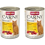animonda Katzenfutter Carny Senior, Nassfutter für Katzen ab 7 Jahren, Rind + Huhn mit Käse, 6 x 400 g (Packung mit 2)