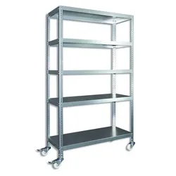 Biedrax Regal mit Rollen Biedrax, verzinkt - 40 x 100 x 160 cm, 5 Fachböden