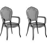 Beliani Esszimmerstuhl 2er Set Schwarz/Transparent Kunststoff Elegant