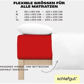 schlafgut Easy Jersey Elasthan Boxspring 140 x 200 - 160 x 220 cm red deep