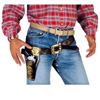 NET TOYS Cowboy Pistolenhalter Pistolengürtel Halfter Pistolen Gürtel Pistolenholster Kostüm Accessoires Fasnet Fasnacht Deluxe