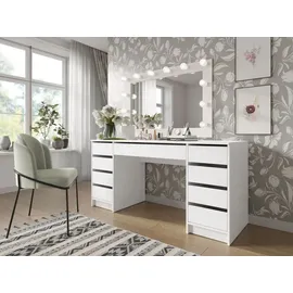 Mirjan24 Schreibtisch Ada Bis, Schlafzimmer Kosmetiktisch mit neun Schubladen (Farbe: Weiß)