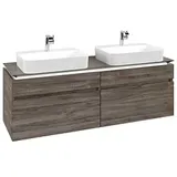 Villeroy & Boch Legato Waschtischunterschrank B768L0RK 160x55x50cm, für 2 Waschtische, mit LED-Beleuchtung, Stone Oak