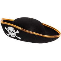 Alsino Totenkopf Piratenhut für Erwachsene Seeräuber Pirat Hut Piratenparty Piratenkostüm Ph-02 schwarz Gold