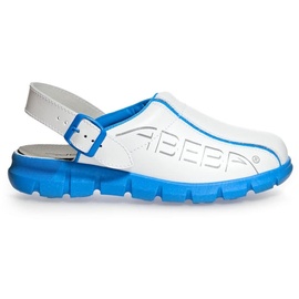 Abeba Berufsschuh-Clog 7312 Dynamic Pantoffeln, 7312-47 weiß blau mit aufdruck