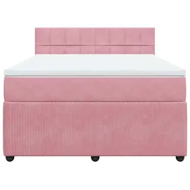 vidaXL Boxspringbett mit Matratze Rosa 140x200 cm Samt