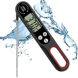 Shining House - Faltbares Fleischthermometer, digitales Küchenthermometer, Fleischthermometer mit großem LCD-Display und faltbarer Sonde zum Grillen,