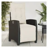 vidaXL Gartensessel mit Fußteil Verstellbar Schwarz Poly Rattan