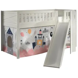 58 aufm Kessel Kinderbett Karyl 90 x 200 cm Kiefer massiv lackiert weiß Textilset Princess Sophie