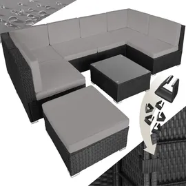 Tectake Venedig Rattan Lounge schwarz/grau