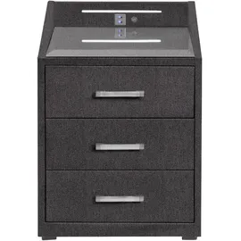 meinBett Nachtkonsole mit LED-Beleuchtung und USB-Anschluss ¦ grau ¦ Maße (cm): B: 47 H: 61 T: 46.0