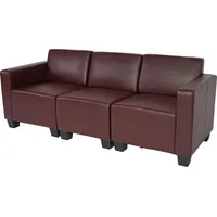 MCW Modular 3-Sitzer Sofa Couch Moncalieri, Kunstleder ~ rot-braun