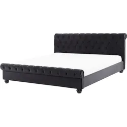 Wasserbett Samtstoff AVALLON 160 x 200 cm Schwarz