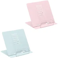 Relaxdays Buchständer, 2er Set, Leseständer 6-fach höhenverstellbar, Kochbuchhalter mit