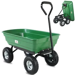 GARDEBRUK® Transportwagen mit Kippfunktion 300kg Belastbar Luftbereift 75L Lenkachse Gartenkarre Bollerwagen Handwagen