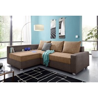 COLLECTION AB Ecksofa Relax, inklusive Bettfunktion, wahlweise mit RGB-LED-Beleuchtung, braun