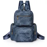 Rucksack Damen Klein, PU Leder Rucksack Damen Wasserdicht Verstellbar Auf Beiden Schultern Rucksack Damen Elegant Mini Rucksack Damen (Leinwand blau)