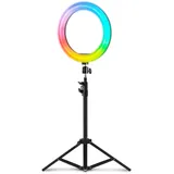 Mars Gaming MGRING, ARGB Professional Light Ring, Aluminium-Stativ, Smartphone und Webcam-Ständer, Fernbedienung