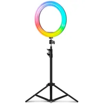 Mars Gaming MGRING, ARGB Professional Light Ring, Aluminium-Stativ, Smartphone und Webcam-Ständer, Fernbedienung
