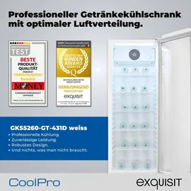 Exquisit GKS5260-GT-431D Getränkekühlschrank 280 l mit LED Umluft 5 verstellbare Ablagen