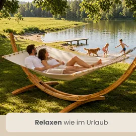 AMANKA XL Hängematten Gestell 325cm Outdoor Holzgestell 2 Personen Garten Ständer Holz