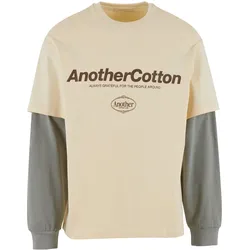 Longsleeve ANOTHER COTTON LAB "Another Cotton Lab Another Oversize Double Layer Longsleeve", Damen, Gr. XL, beige, 100% Baumwolle, bedruckt, klassisch, oversize, Rundhals, Langarm, Shirts