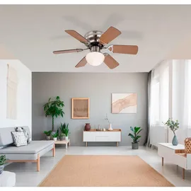 GLOBO Ugo 76 cm Deckenventilator nickel matt/buche/graphit mit Licht