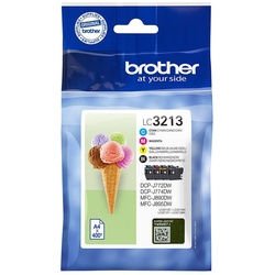 Brother Druckerpatrone LC3213 MultiPack - Original Ink Cartridge, Schwarz/Cyan/Magenta/Gelb, je 400 Seiten