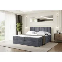 altdecor Boxspringbett mit H3 Matratze und Topper - 140 x 200 cm - OTTA - Dunkelgrau Samt - Polsterbett mit Bettkasten und Lattenrost, Bett mit Sta... - Dunkelgrau