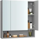 VASAGLE Spiegelschrank, Grau, 16.5x75x70 cm, Badezimmer, Badezimmerspiegel, Spiegelschränke
