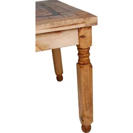 MiaMöbel Mexico Esstisch 140x90cm - Marmor Massivholz Pinie Mexiko Möbel Mexikanisch