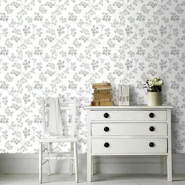 Art for the home Superfresco Easy - Vliestapete Blumen - Grün/Grau - 10m x 52cm