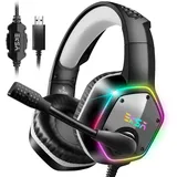 Gaming-Headset (Gaming Headset for PC Over Ear Headphones with Cable Nosie Canceling with Microphone, Bluetooth-Headset, Usb gaming headset für pc - Schwarz