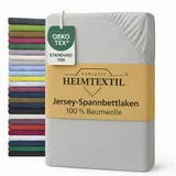 EXKLUSIV HEIMTEXTIL Spannbettlaken Jersey-Baumwolle 90-100 x 200 cm Silber