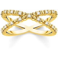 Thomas Sabo Damen Ring Kugeln mit weißen Steinen Gold 925 Sterlingsilber, 750 Gelbgold Vergoldung TR2318-414-14