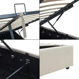 [en.casa] Polsterbett Nola 140x200 cm Leinen Beige