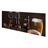 Wallario Wandgarderobe Biervarianten - Pils im Glas Flaschenbier Schild Craft Beer (1-teilig, inkl. Haken und Befestigungsset), 80x30cm, aus ESG-Sicherheitsglas braun