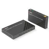 Lindy 70m Cat.6A TypeC & HDMI HDBaseT 3.0 KVM Extender (38346), KVM Switch, Schwarz