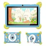 Veidoo 7-Zoll Android Kinder-Tablet, 2+32 GB, Dual-Kameras, stoßfeste Hülle, integriertes Hasen-Ständer-Design, Abnehmbarer Schultergurt, Quad-Core Prozessor, iwawaAPP, Elternkontrolle