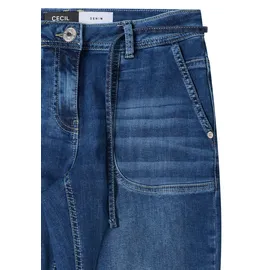 Cecil Comfort-fit-Jeans CECIL, Damen, Gr. 33, Länge 32, mid blau wash, Jeans, 77% Baumwolle, 20% Polyester, 3% Elasthan, unifarben, knöchellang, Jeans, Middle Waist