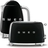 Wasserkocher SMEG 50's Retro Style 1,7l LED Anzeige schwarz + Toaster SMEG 50's Retro Styl