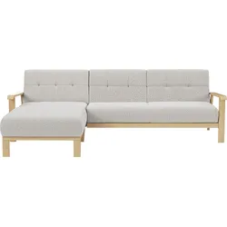 Ecksofa SIT & MORE "Billund L-Form", beige, B:264cm H:88cm T:183cm, 100% Polyester, Sofas, Armlehnen aus Buchenholz in natur, verschiedene Bezüge und Farben