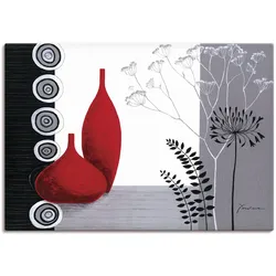 Wandbild ARTLAND "Rote Vasen", grau (farbe bild(er): grau), B:100cm H:70cm T:1,8cm, Canvas, Leinwand, Bilder, als Leinwandbild, Poster in verschied. Größen
