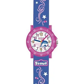Scout Mädchenuhr Delfin Textilarmband Blau, Pink