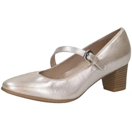 CAPRICE Damen Pumps aus Leder mit Riemen, Beige (Taupe Metallic), 38.5 EU
